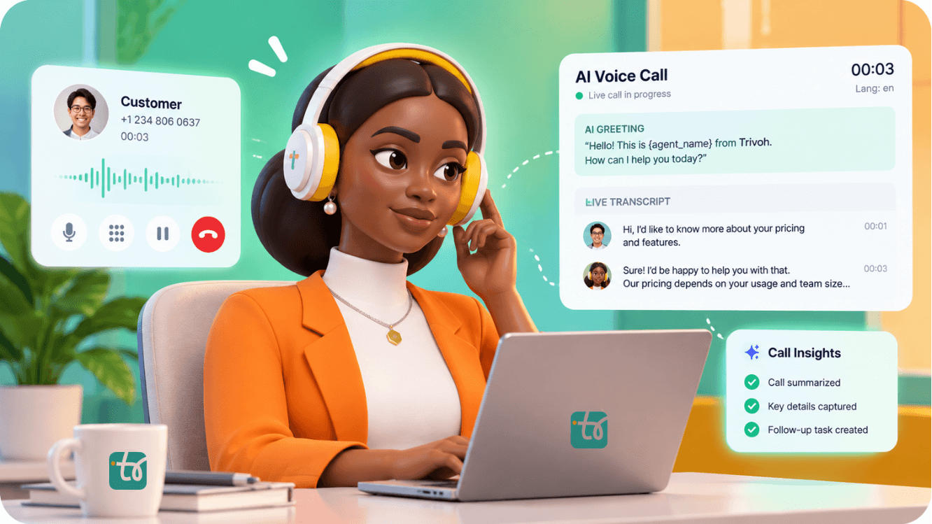 Trivoh AI Callers Hub voice intelligence and customer call summary