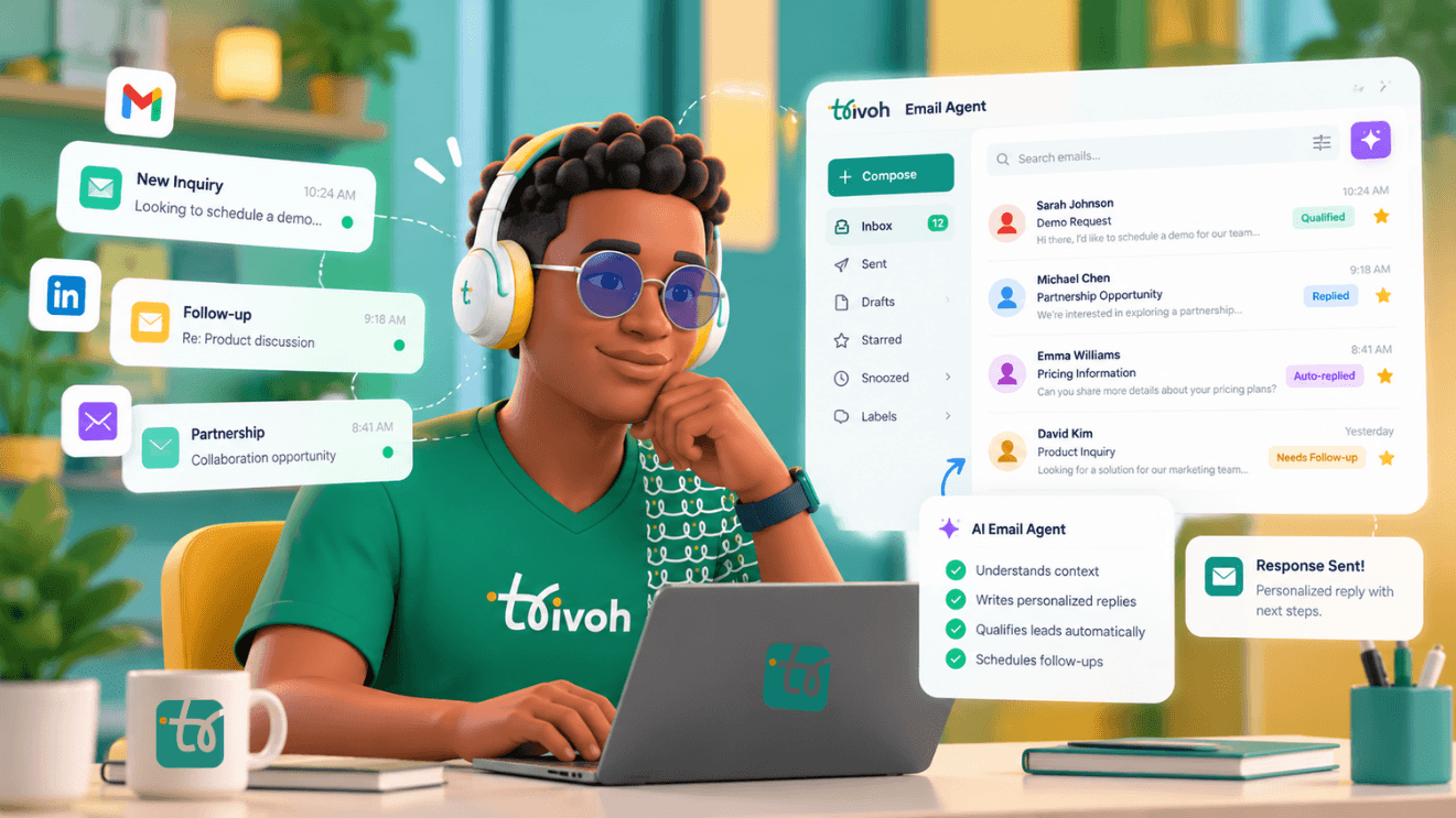 Trivoh AI email assistant with CRM workflow and follow up task